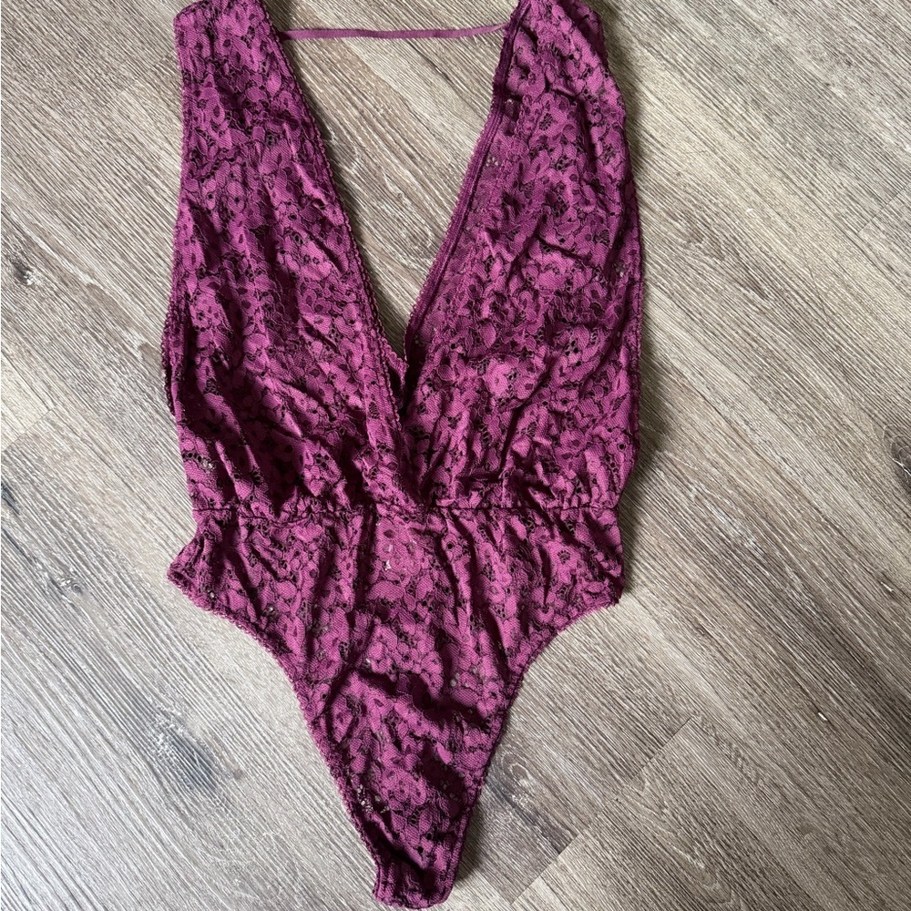 Victoria's Secret Deep Purple Lace Bodysuit